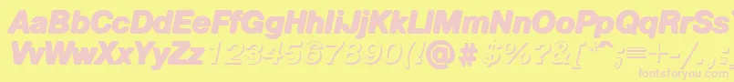 Pshbi-fontti – vaaleanpunaiset fontit keltaisella taustalla