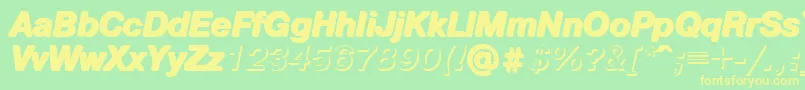 フォントPshbi – 黄色の文字が緑の背景にあります