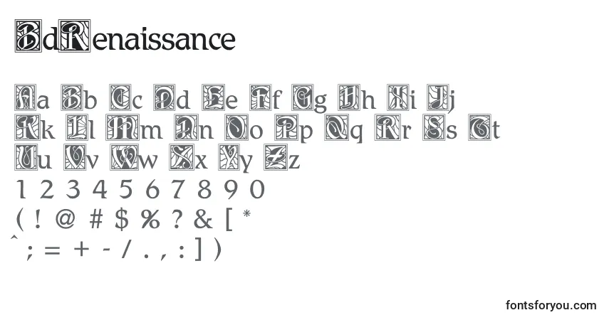 Czcionka BdRenaissance – alfabet, cyfry, specjalne znaki