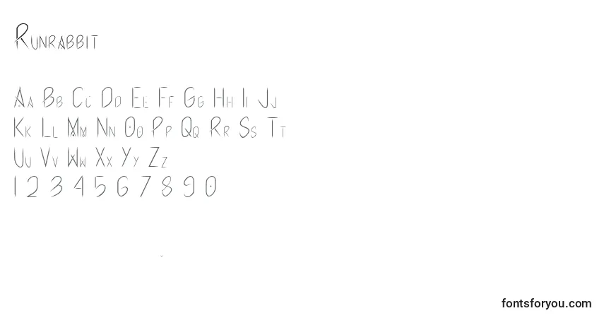 Runrabbit-fontti – aakkoset, numerot, erikoismerkit