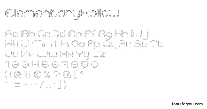 Schriftart ElementaryHollow – Alphabet, Zahlen, spezielle Symbole