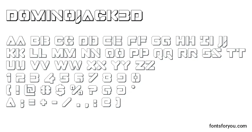 Schriftart Dominojack3D – Alphabet, Zahlen, spezielle Symbole
