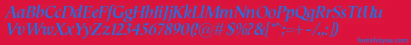 SemperBolditalic Font – Blue Fonts on Red Background