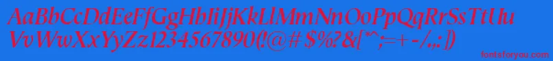 SemperBolditalic Font – Red Fonts on Blue Background