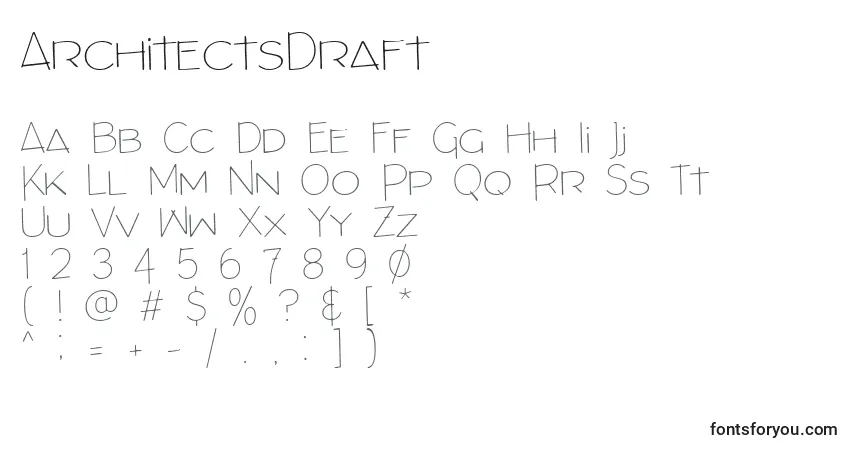 Schriftart ArchitectsDraft (107632) – Alphabet, Zahlen, spezielle Symbole