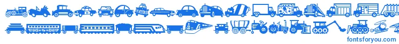 MiniPicsLilVehicles Font – Blue Fonts on White Background