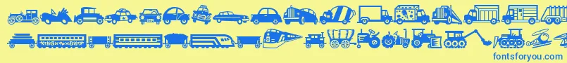 MiniPicsLilVehicles Font – Blue Fonts on Yellow Background