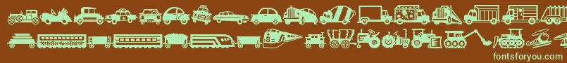 MiniPicsLilVehicles Font – Green Fonts on Brown Background