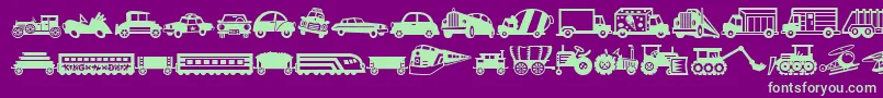 MiniPicsLilVehicles Font – Green Fonts on Purple Background