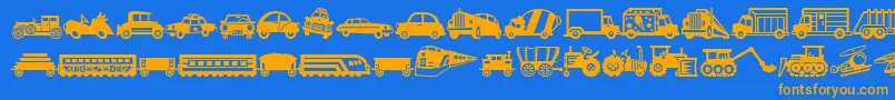 MiniPicsLilVehicles Font – Orange Fonts on Blue Background