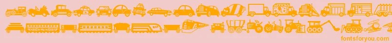 MiniPicsLilVehicles Font – Orange Fonts on Pink Background