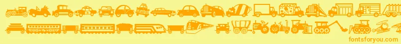 Fonte MiniPicsLilVehicles – fontes laranjas em um fundo amarelo