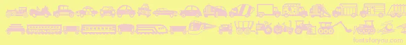MiniPicsLilVehicles Font – Pink Fonts on Yellow Background