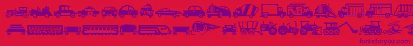 フォントMiniPicsLilVehicles – 赤い背景に紫のフォント