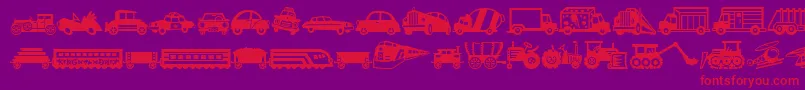 Fonte MiniPicsLilVehicles – fontes vermelhas em um fundo violeta