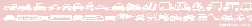 MiniPicsLilVehicles-Schriftart – Weiße Schriften auf rosa Hintergrund