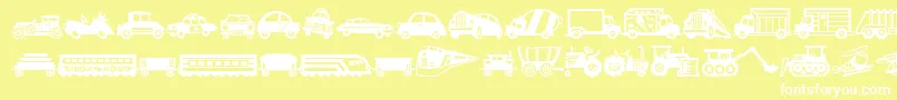 MiniPicsLilVehicles-Schriftart – Weiße Schriften auf gelbem Hintergrund
