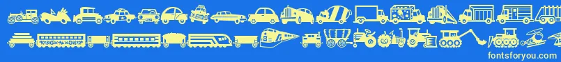 MiniPicsLilVehicles Font – Yellow Fonts on Blue Background