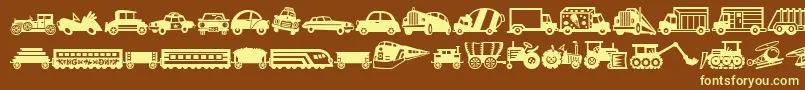 MiniPicsLilVehicles Font – Yellow Fonts on Brown Background