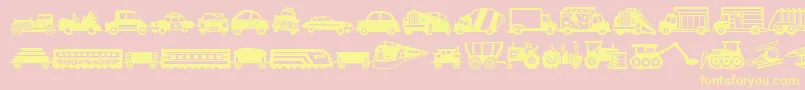 MiniPicsLilVehicles-Schriftart – Gelbe Schriften auf rosa Hintergrund