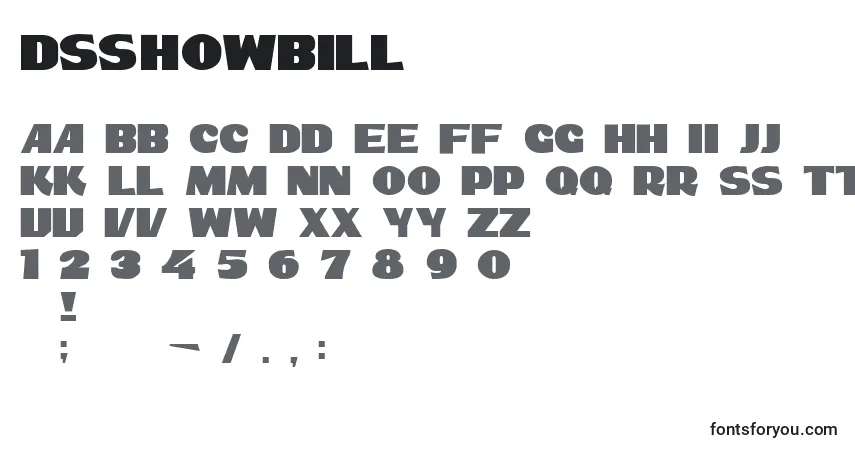 Fuente DsShowbill - alfabeto, números, caracteres especiales