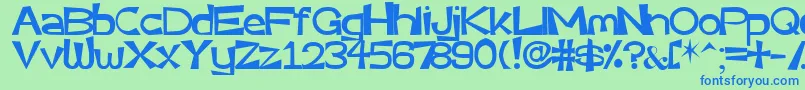 Veryassy Font – Blue Fonts on Green Background