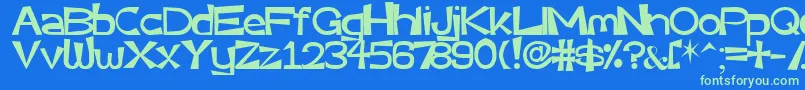 Veryassy Font – Green Fonts on Blue Background