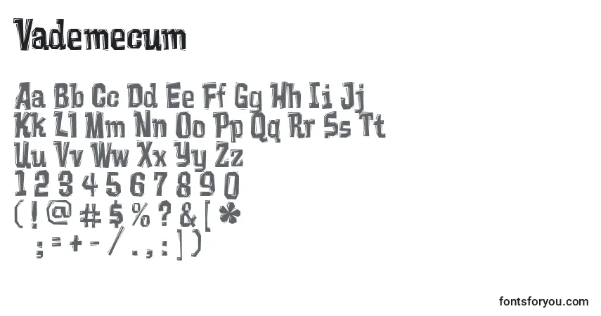 Fuente Vademecum - alfabeto, números, caracteres especiales