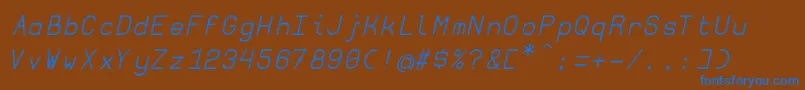 Borgenoblique-Schriftart – Blaue Schriften auf braunem Hintergrund