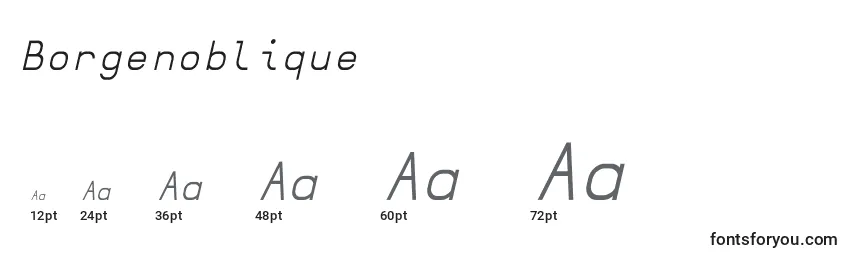 Размеры шрифта Borgenoblique (107637)