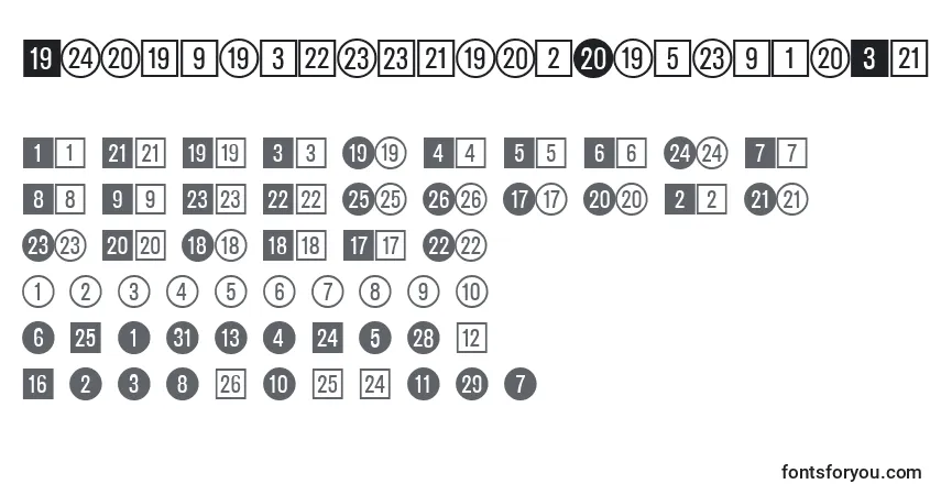 A fonte CirclednumbersRegularDb – alfabeto, números, caracteres especiais