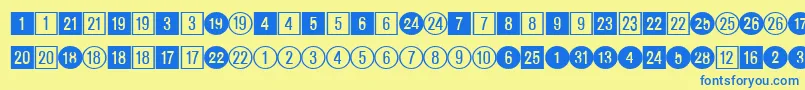 CirclednumbersRegularDb-fontti – siniset fontit keltaisella taustalla