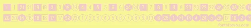 CirclednumbersRegularDb-fontti – vaaleanpunaiset fontit keltaisella taustalla
