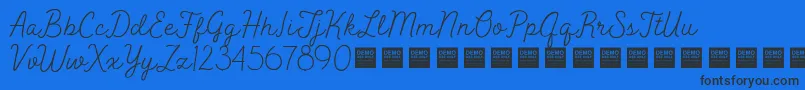 PeakTimesDemo-Schriftart – Schwarze Schriften auf blauem Hintergrund