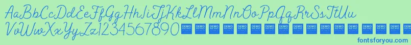 PeakTimesDemo-fontti – siniset fontit vihreällä taustalla