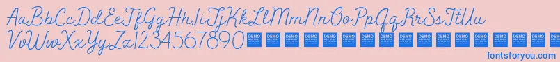 PeakTimesDemo-Schriftart – Blaue Schriften auf rosa Hintergrund