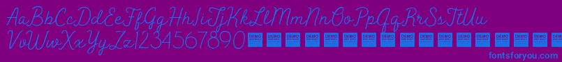 Fonte PeakTimesDemo – fontes azuis em um fundo violeta