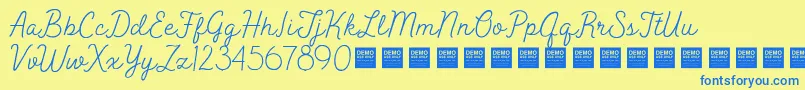 PeakTimesDemo-Schriftart – Blaue Schriften auf gelbem Hintergrund