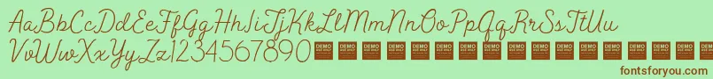 PeakTimesDemo-Schriftart – Braune Schriften auf grünem Hintergrund