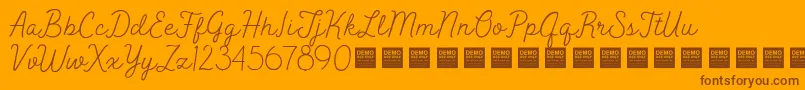 PeakTimesDemo-Schriftart – Braune Schriften auf orangefarbenem Hintergrund