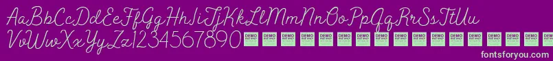フォントPeakTimesDemo – 紫の背景に緑のフォント
