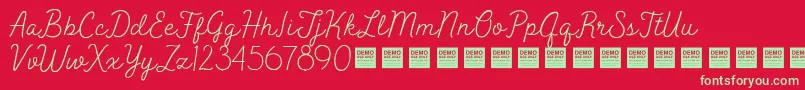 フォントPeakTimesDemo – 赤い背景に緑の文字