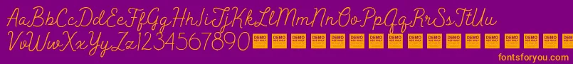 Fonte PeakTimesDemo – fontes laranjas em um fundo violeta