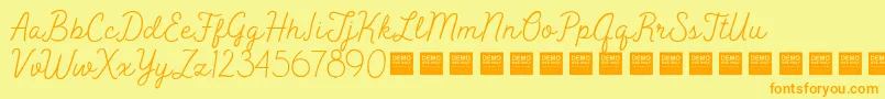 Fonte PeakTimesDemo – fontes laranjas em um fundo amarelo