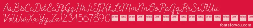 PeakTimesDemo-fontti – vaaleanpunaiset fontit punaisella taustalla