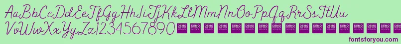 PeakTimesDemo-Schriftart – Violette Schriften auf grünem Hintergrund