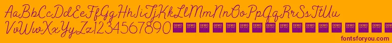 PeakTimesDemo-fontti – violetit fontit oranssilla taustalla