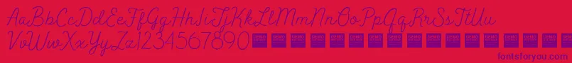 PeakTimesDemo-fontti – violetit fontit punaisella taustalla