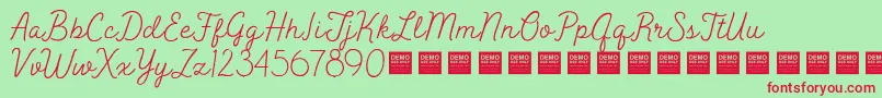 PeakTimesDemo-Schriftart – Rote Schriften auf grünem Hintergrund