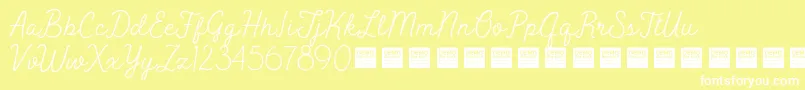 PeakTimesDemo-Schriftart – Weiße Schriften auf gelbem Hintergrund